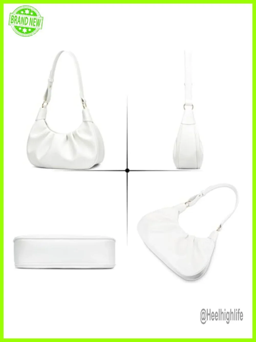 Faux Leather Hobo Shoulder Bag with Detachable Gold Chain